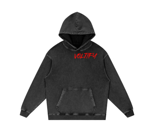 Red acid wash hoodie